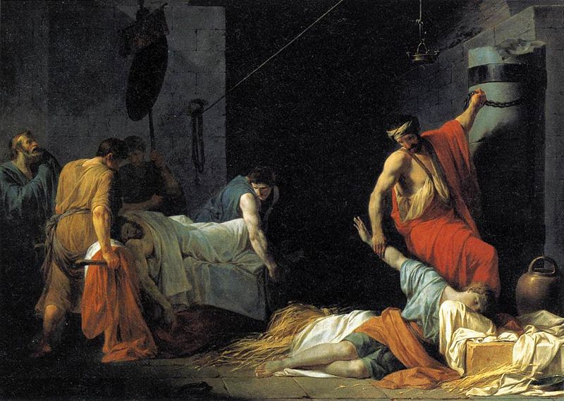 The Funeral of Miltiades, 489 BCE, painted by Jean-Francois Pierre Peyron (1744-1814) Musee du Louvre